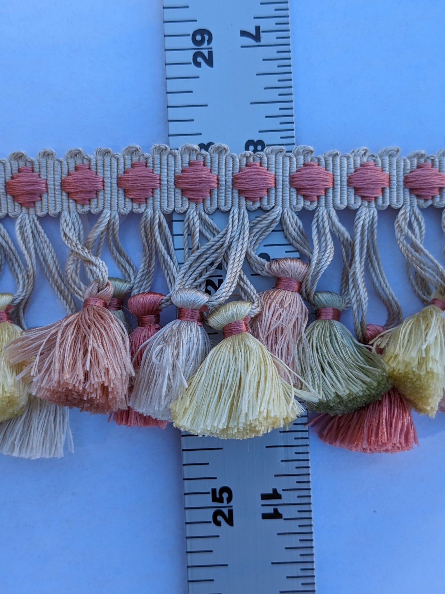 Scalamandre Silk Trim Follies Pink Green Yellow Tassel Coral Trim MSRP USD 260/Y