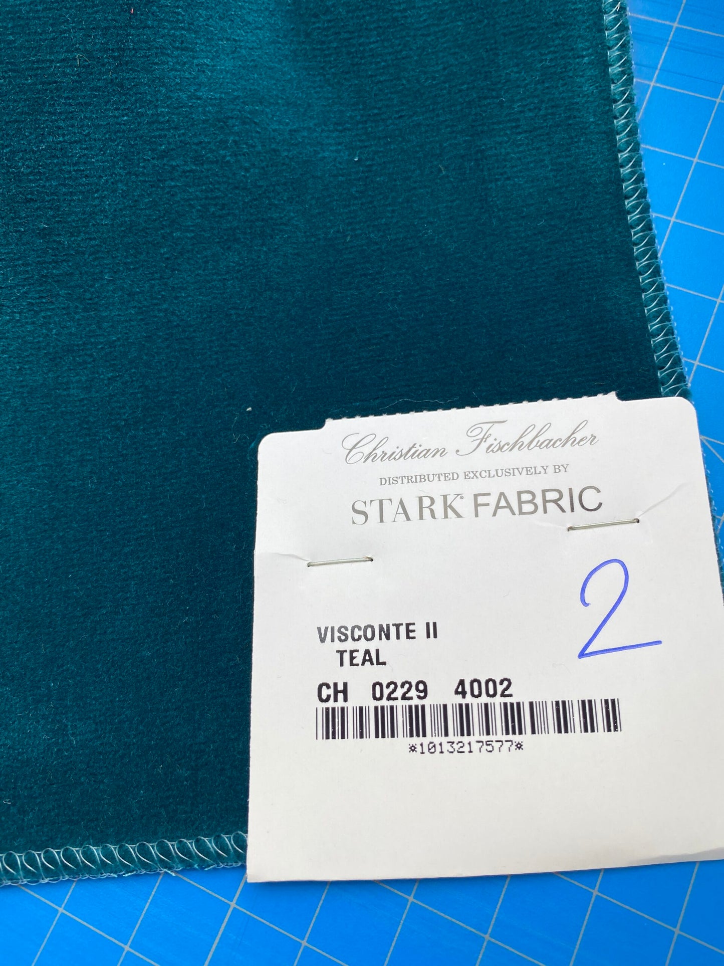 2 Berkbox82 Square Velvet by Christian Fischbacher Visconte II Teal Green Solid 26"L x 13"W  MSRP USD 300+/y