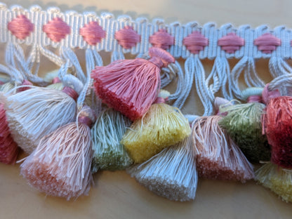 Scalamandre Silk Trim Follies Pink Green Yellow Tassel Coral Trim MSRP USD 260/Y