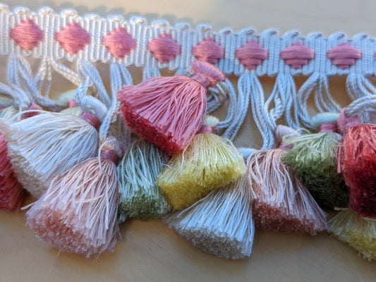 Scalamandre Follies Silk Trim - Pink Green Yellow Coral