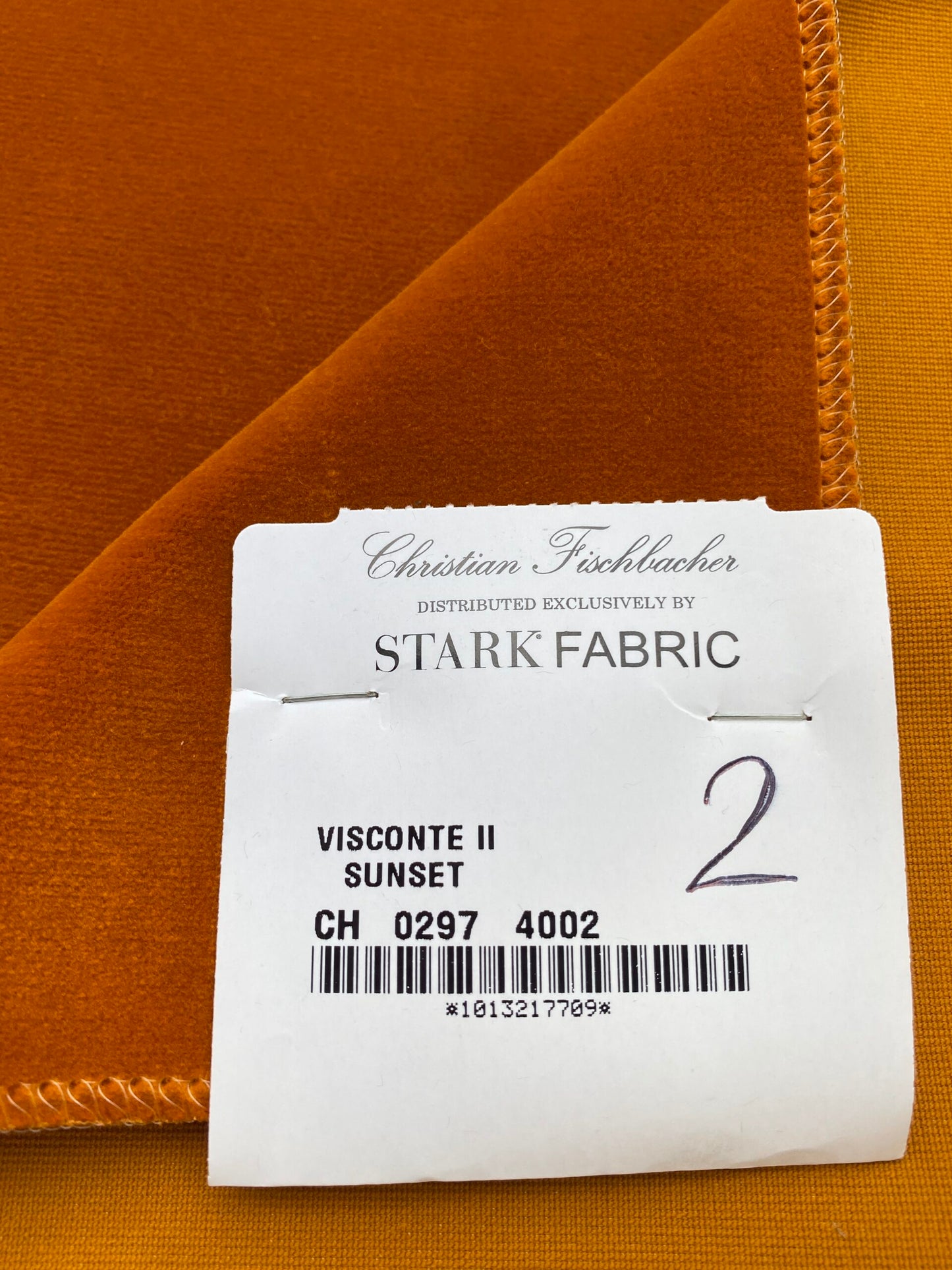 4 Berkbox82 Square Velvet by Christian Fischbacher Visconte II Sunset Orange Solid 27"L x 26"W  MSRP USD 300+/y