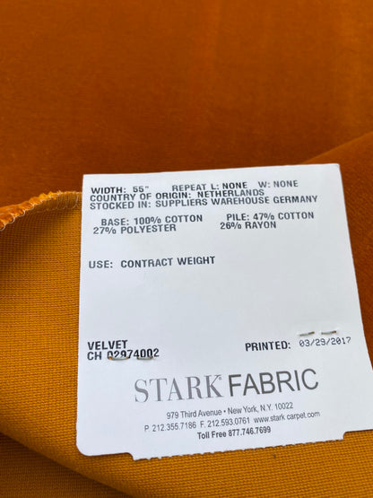 4 Berkbox82 Square Velvet by Christian Fischbacher Visconte II Sunset Orange Solid 27"L x 26"W  MSRP USD 300+/y