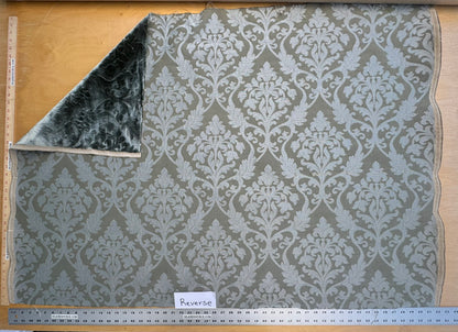 Palazzo Grassi Gaufrage Silk Velvet & Cut Velvet Silvery Green Renaissance Damask MSRP $1000+/yard
