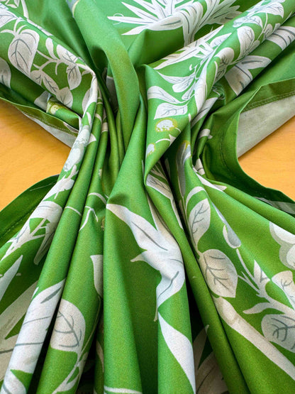 Scalamandre Jardin de Chine Print Jade Green White Cotton Bird Animal Botanical Foliage Chinoiserie Floral Bamboo Butterfly MSRP USD 388/y