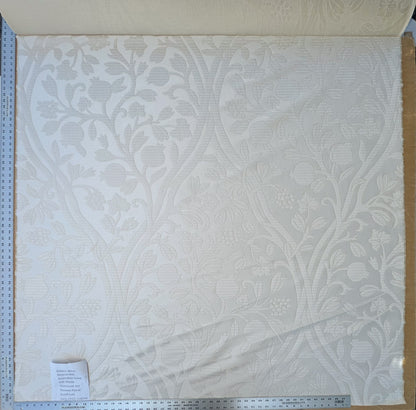 Robert Allen Beacon Hill Amerikey Snow Silk White Matelassé Art Nouveau Pomegranate Grape Floral Scroll Lux MSRP USD195/y