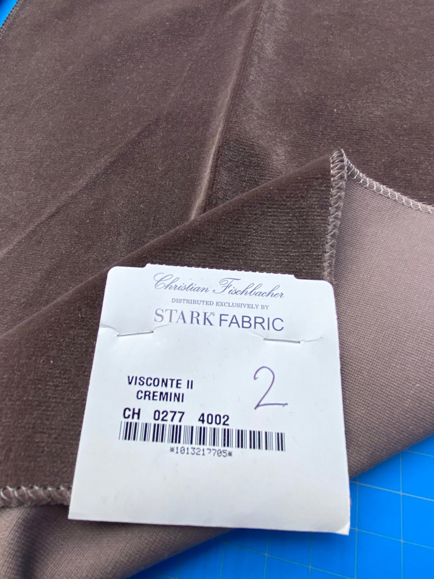 10 Berkbox82 Square Velvet by Christian Fischbacher Visconte II Cremini Brown Solid 26"L x 13"W  MSRP USD 300+/y