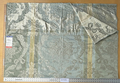 2.4 yards Scalamandre  Old World Weavers 100% Silk Petrarca Stripe Celadon Sky Blue Gray Yellow Damasco MSRP USD1561/y