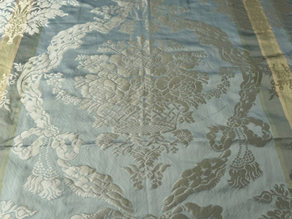 2.4 yards Scalamandre  Old World Weavers 100% Silk Petrarca Stripe Celadon Sky Blue Gray Yellow Damasco MSRP USD1561/y