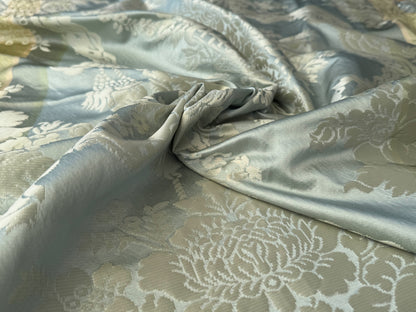 2.4 yards Scalamandre  Old World Weavers 100% Silk Petrarca Stripe Celadon Sky Blue Gray Yellow Damasco MSRP USD1561/y