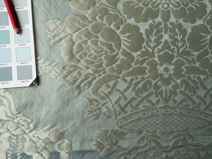 2.4 yards Scalamandre  Old World Weavers 100% Silk Petrarca Stripe Celadon Sky Blue Gray Yellow Damasco MSRP USD1561/y