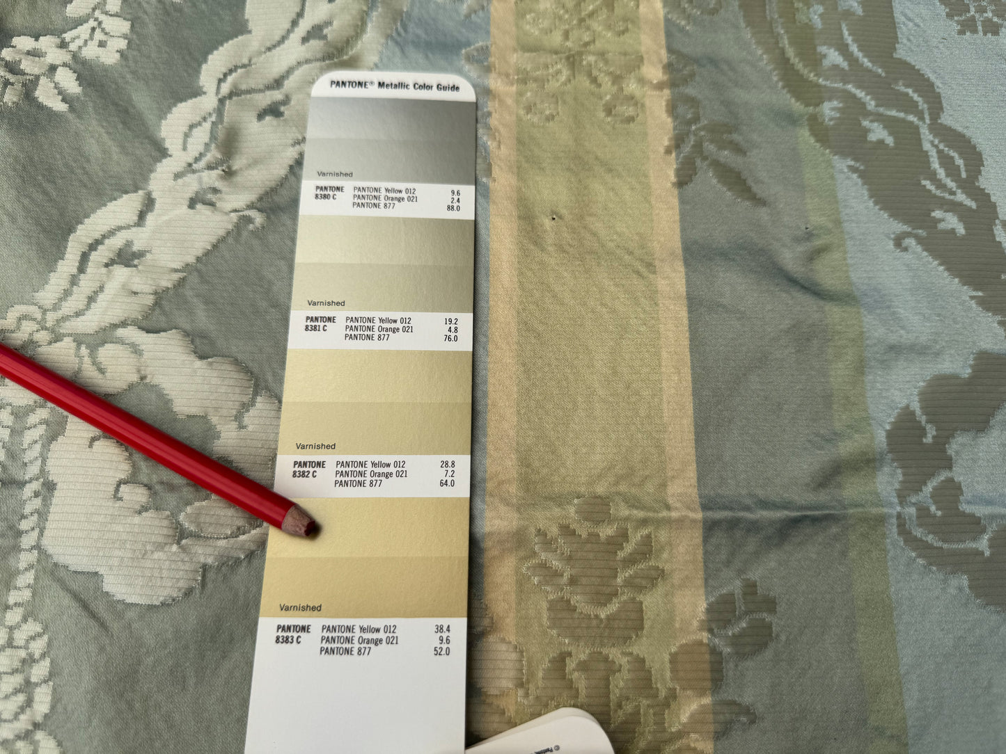 2.4 yards Scalamandre  Old World Weavers 100% Silk Petrarca Stripe Celadon Sky Blue Gray Yellow Damasco MSRP USD1561/y