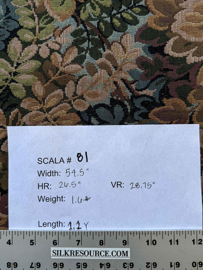 1.1y Scalamandre Botanical Floral Tree Foliage Upholstery Green Black Beige