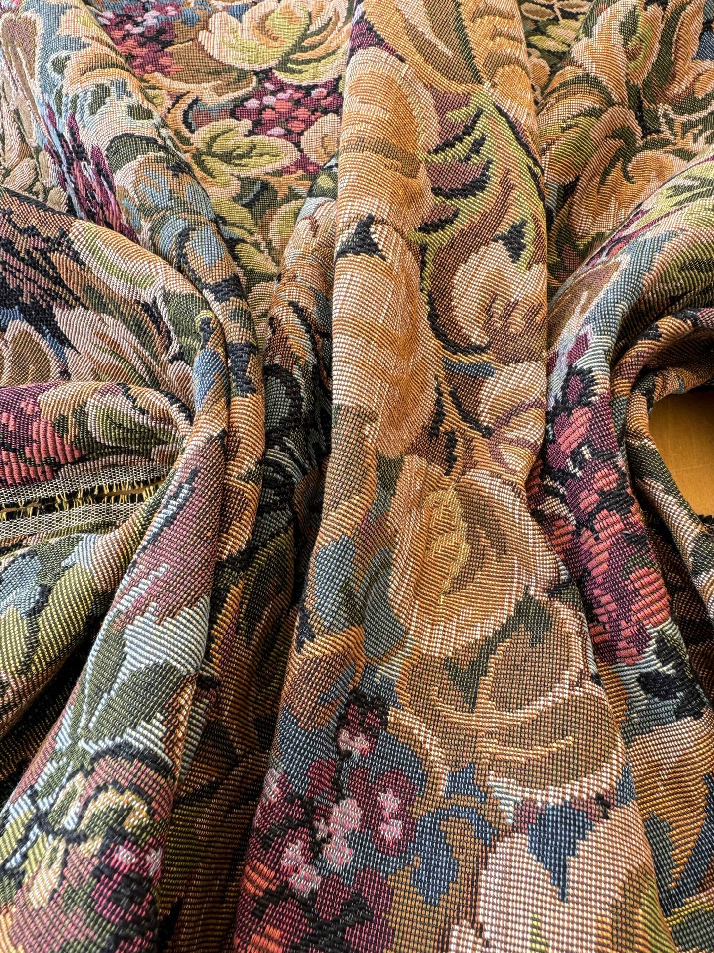 1.1y Scalamandre Botanical Floral Tree Foliage Upholstery Green Black Beige