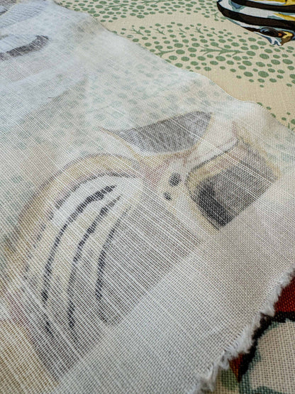 1.4 y Scalamandre Barbuda Coral/Apricot/Green Gold Dots Fish Nautical Ocean