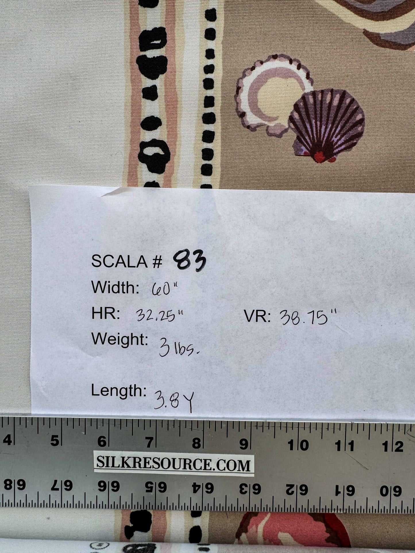 3.8y Scalamandre Les Coquillages Bird Animal Stripe Nautical Ocean Seashell