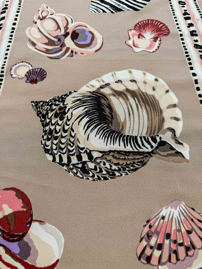 3.8y Scalamandre Les Coquillages Bird Animal Stripe Nautical Ocean Seashell