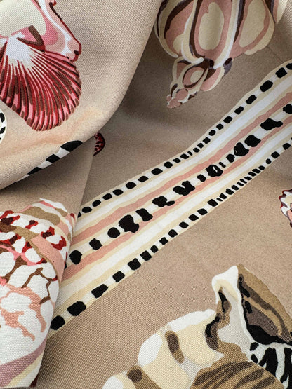3.8y Scalamandre Les Coquillages Bird Animal Stripe Nautical Ocean Seashell