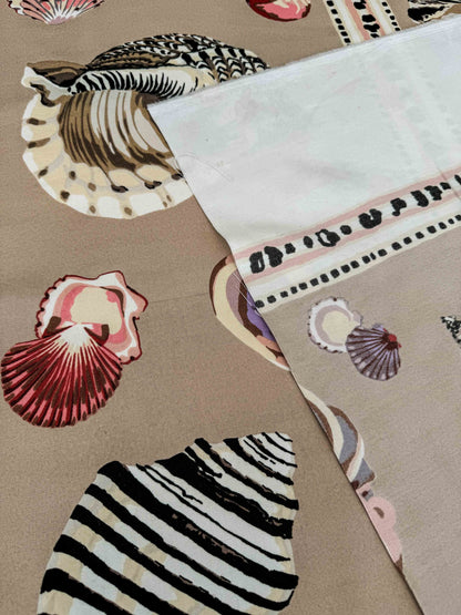 3.8y Scalamandre Les Coquillages Bird Animal Stripe Nautical Ocean Seashell