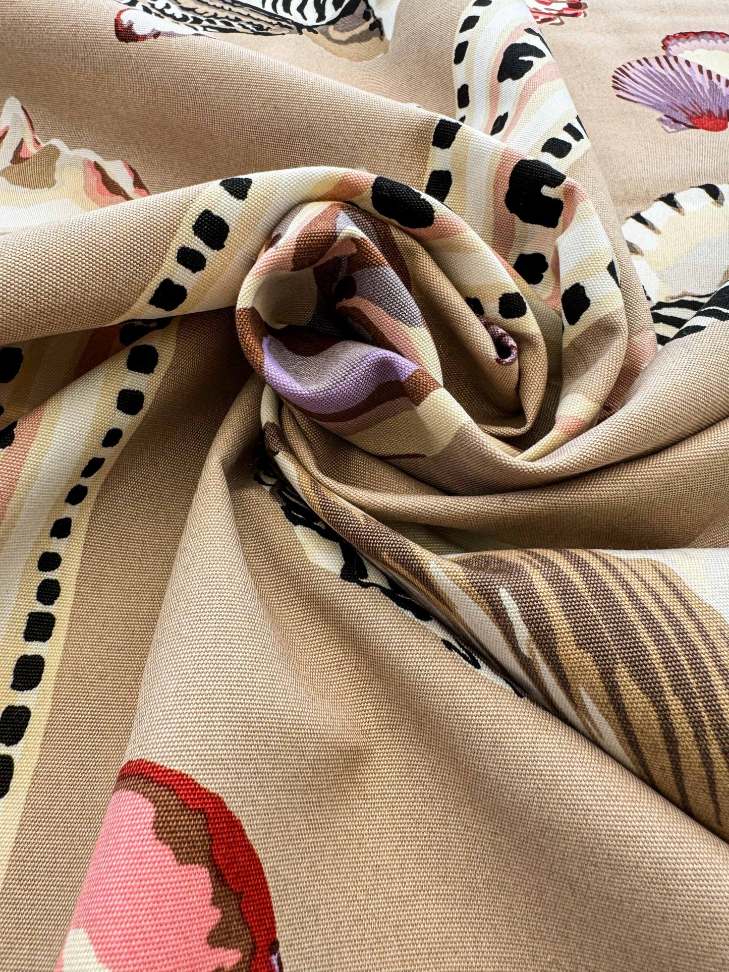 3.8y Scalamandre Les Coquillages Bird Animal Stripe Nautical Ocean Seashell