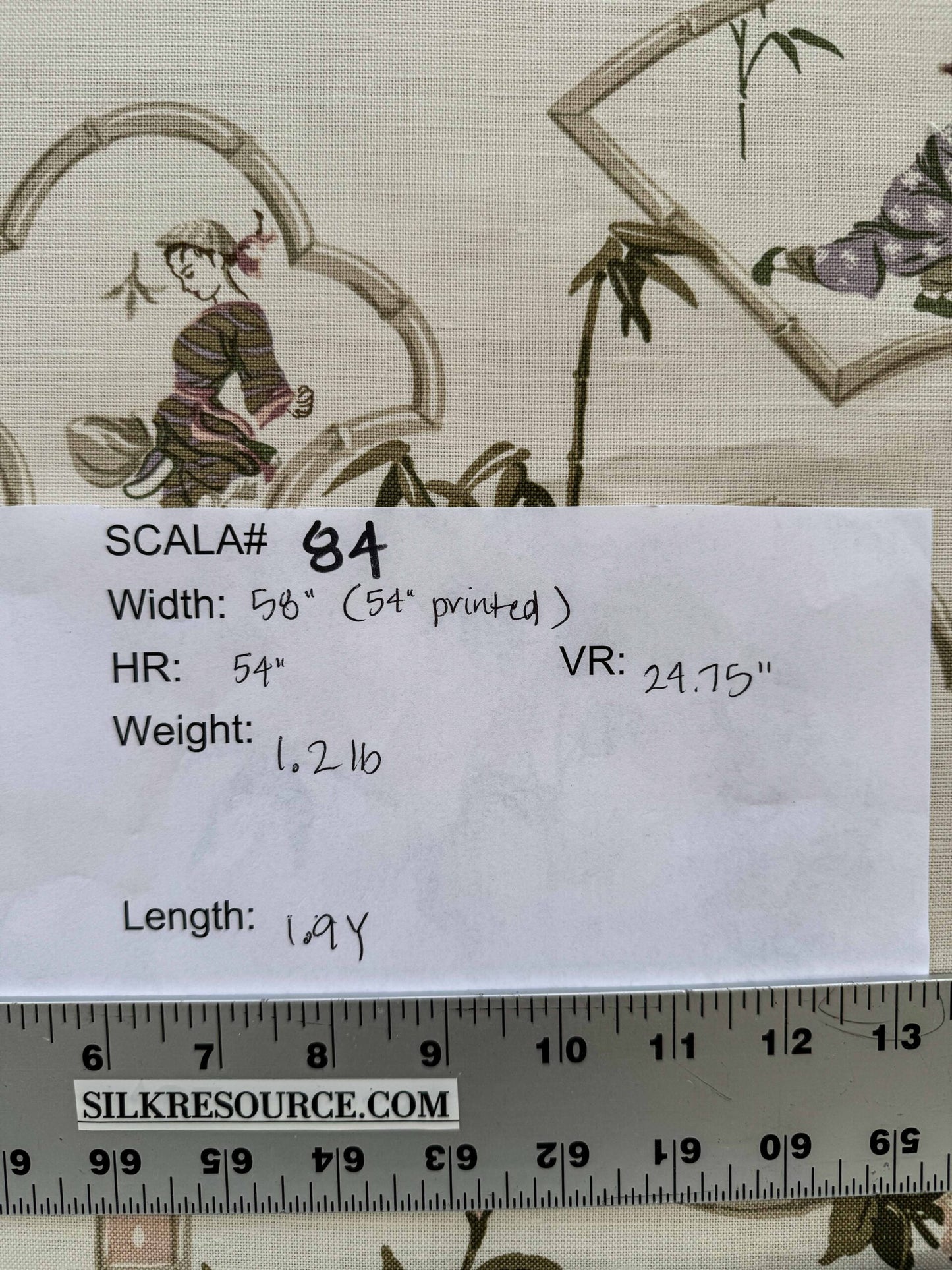 1.9y Scalamandre Old Word Weavers Imperial Court Asian Chinoiserie Toile Figurative Game Sports Music Bamboo Cream White