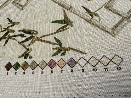 1.9y Scalamandre Old Word Weavers Imperial Court Asian Chinoiserie Toile Figurative Game Sports Music Bamboo Cream White