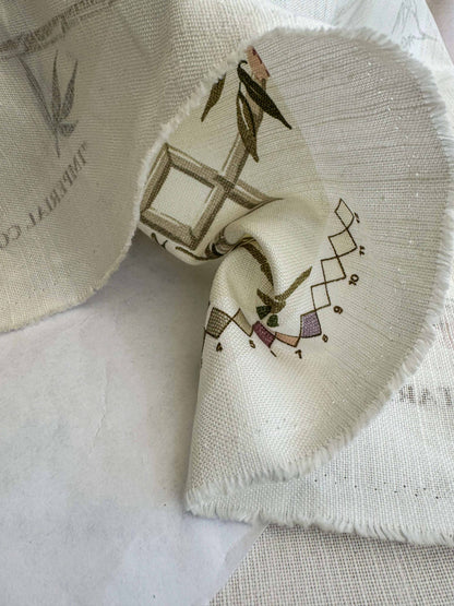 1.9y Scalamandre Old Word Weavers Imperial Court Asian Chinoiserie Toile Figurative Game Sports Music Bamboo Cream White