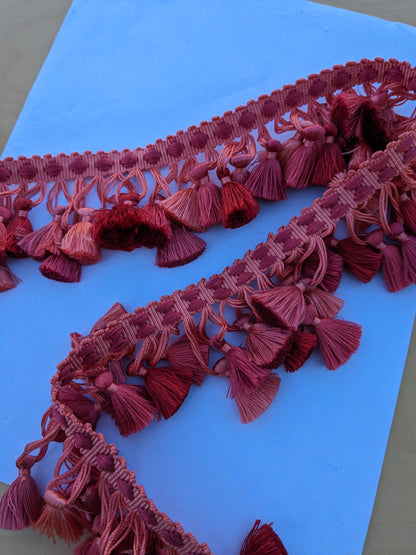 Scalamandre Moulin Persimmons 100% Silk Tassel Trim Hand Made Red Pink Rose MSRP USD280/y