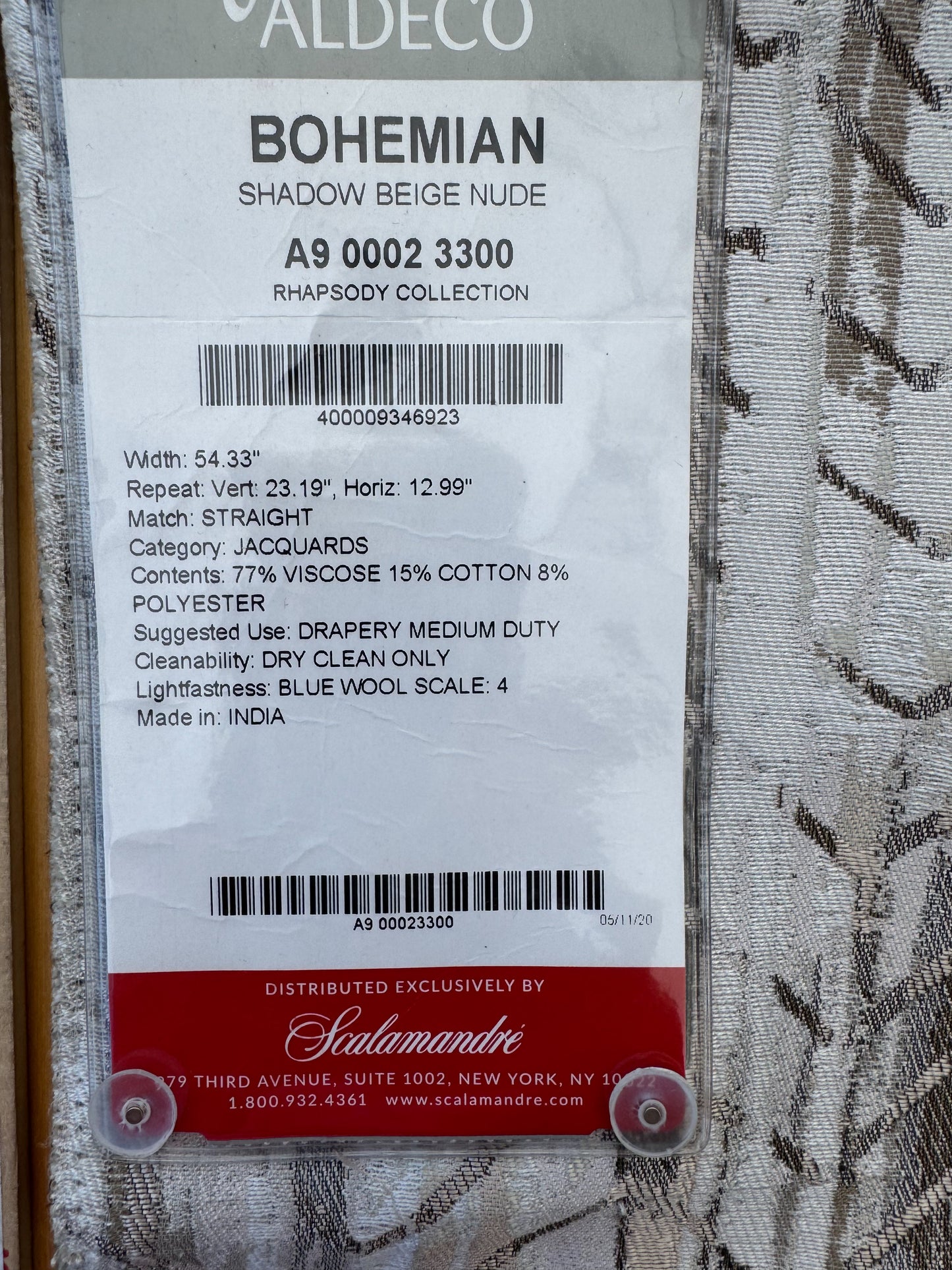 2.4 yards Scalamandre Aldeco Bohemian Shadow Beige Nude Jacquard Abstract