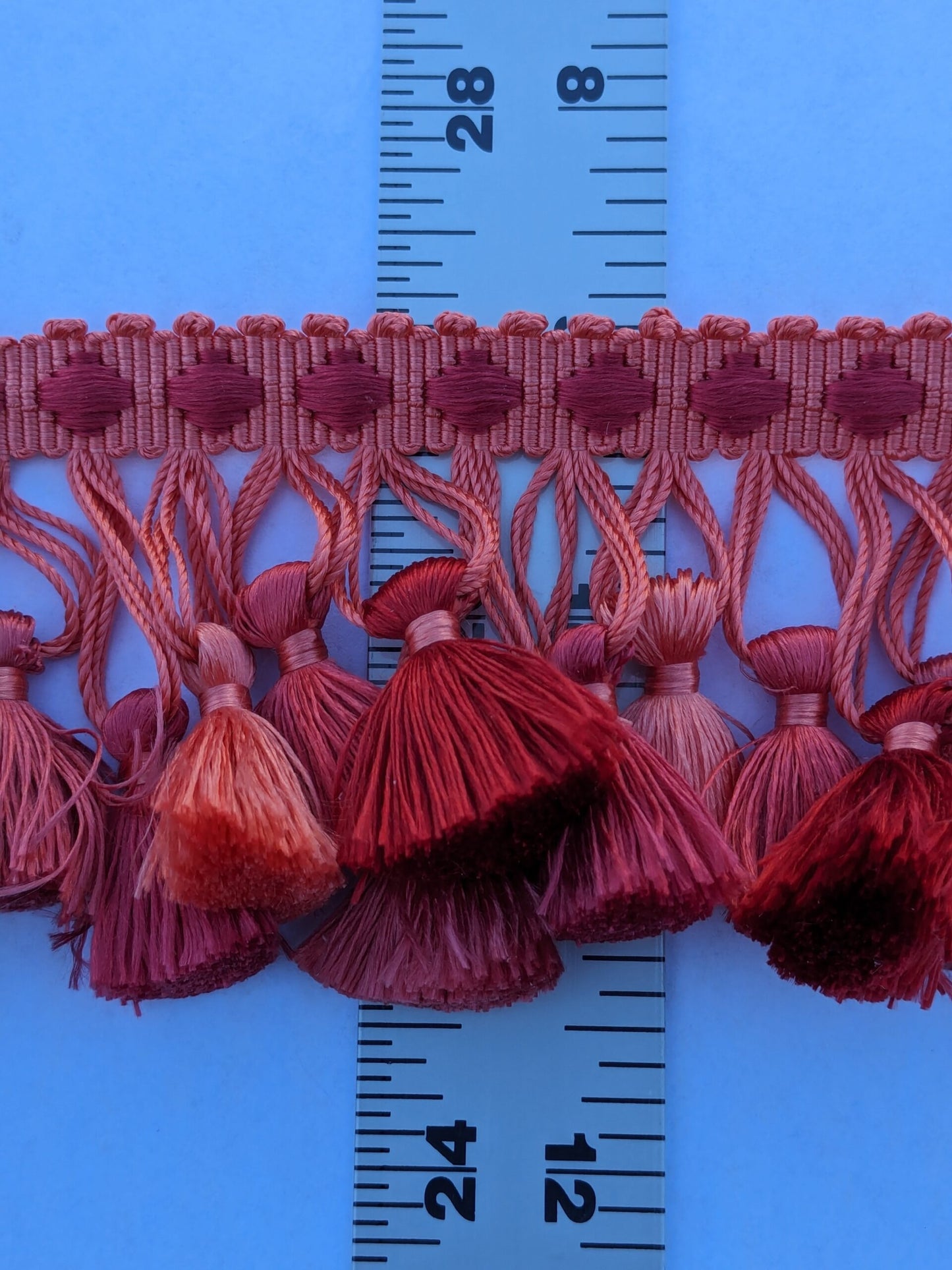 Scalamandre Moulin Persimmons 100% Silk Tassel Trim Hand Made Red Pink Rose MSRP USD280/y
