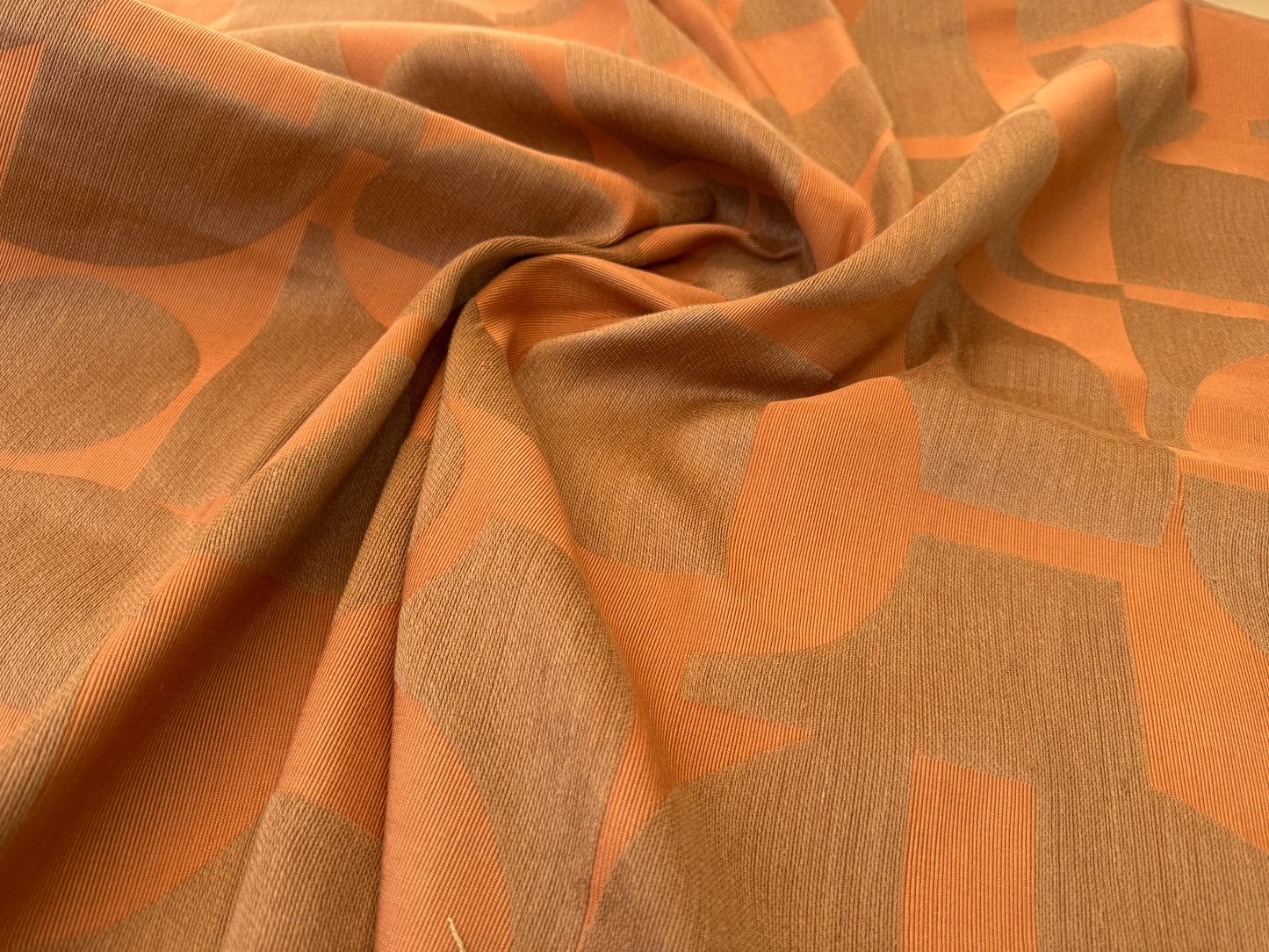 1.4 yards Scalamandre Lelievre Stabile Cuivre  Geometric Large Jacquard Orange Linen Cotton