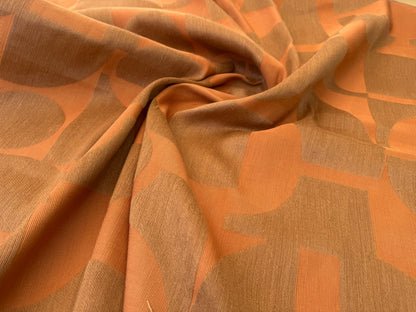 1.4 yards Scalamandre Lelievre Stabile Cuivre  Geometric Large Jacquard Orange Linen Cotton