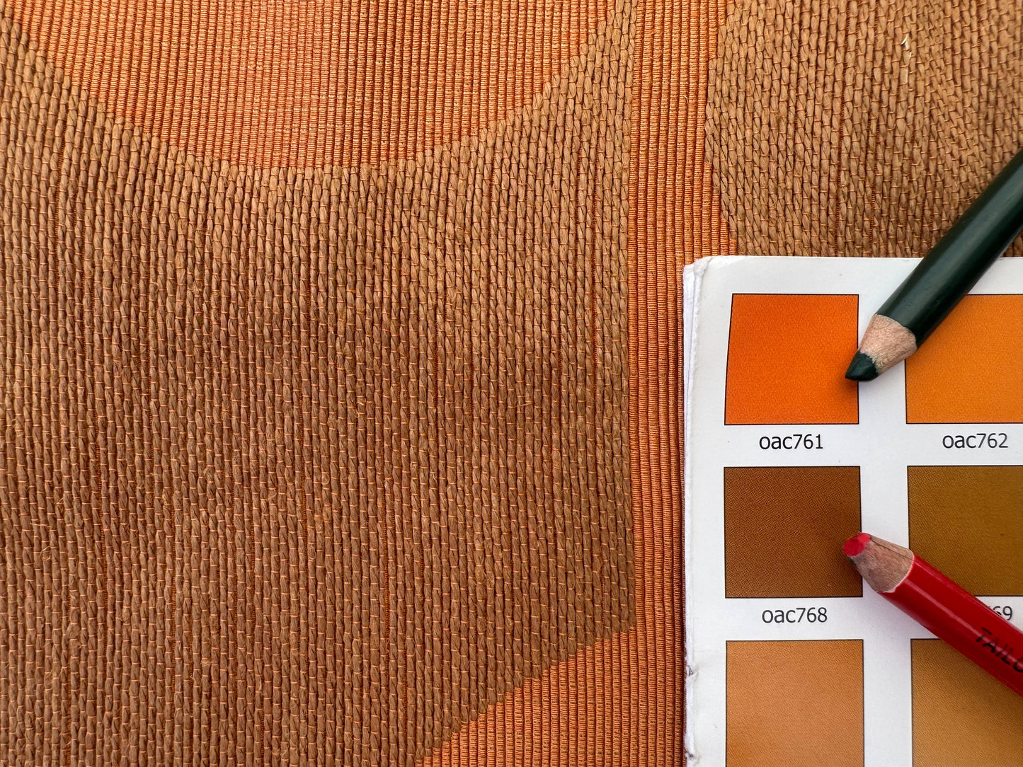 1.4 yards Scalamandre Lelievre Stabile Cuivre  Geometric Large Jacquard Orange Linen Cotton