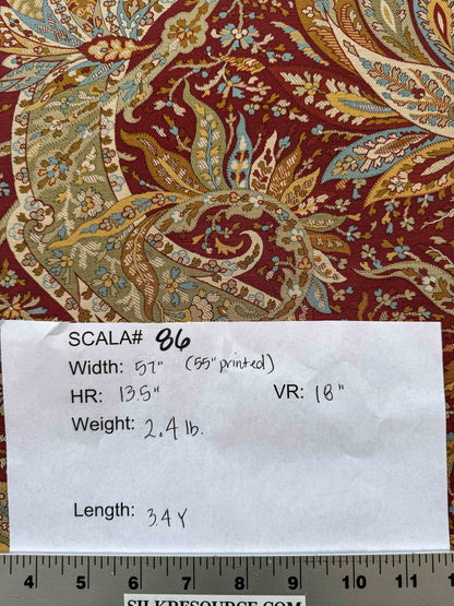 3.4y Scalamandre Satya Red Green Tropical Botanical Tree Foliage Stripe