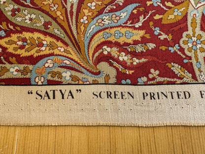 3.4y Scalamandre Satya Red Green Tropical Botanical Tree Foliage Stripe