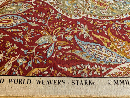 3.4y Scalamandre Satya Red Green Tropical Botanical Tree Foliage Stripe