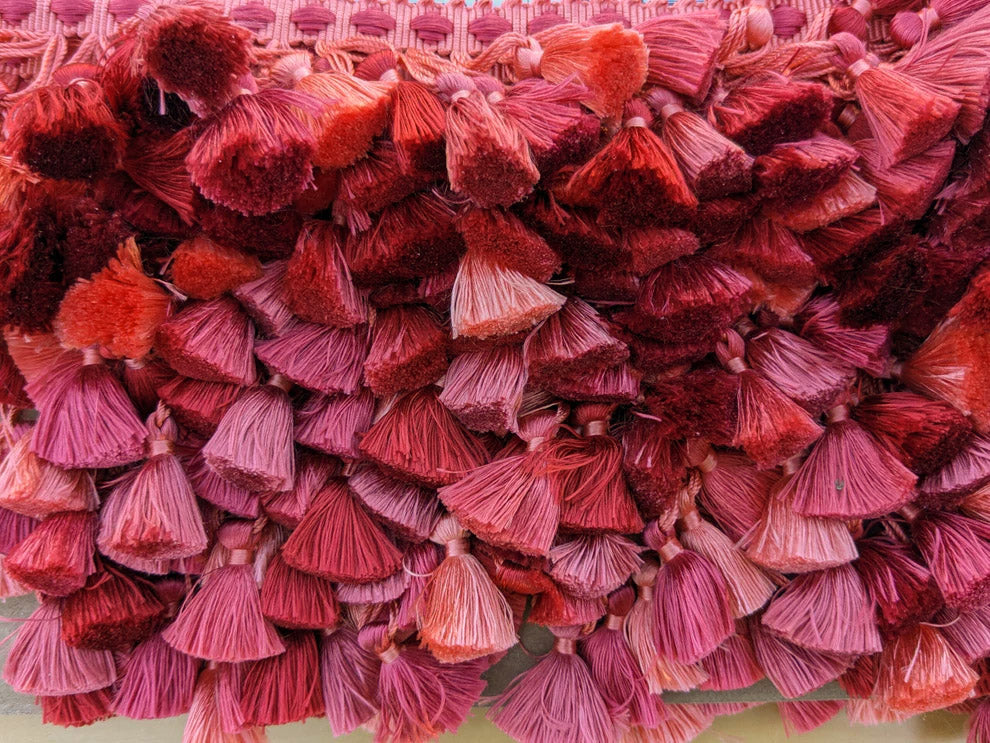 Scalamandre Moulin Persimmons 100% Silk Tassel Trim Hand Made Red Pink Rose MSRP USD280/y