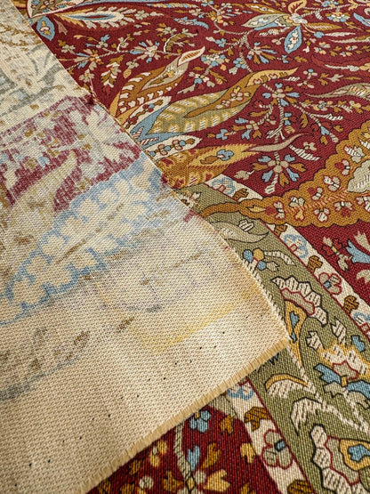 3.4y Scalamandre Satya Red Green Tropical Botanical Tree Foliage Stripe