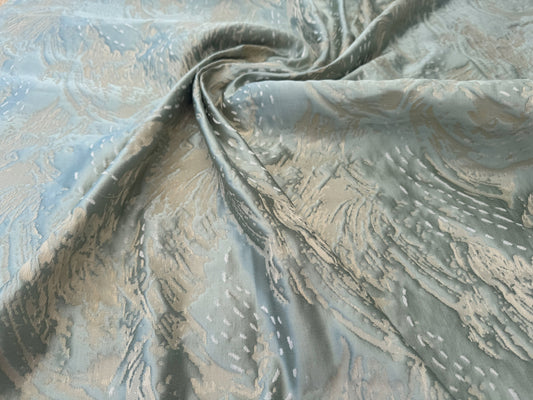 1.4 yards Scalamandre Lelievre Nami Opaline Large Jacquard Abstract Linen Silk Metallic Gray Brown