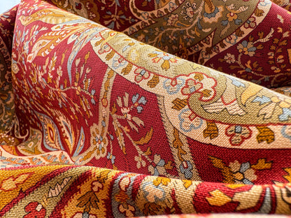 3.4y Scalamandre Satya Red Green Tropical Botanical Tree Foliage Stripe