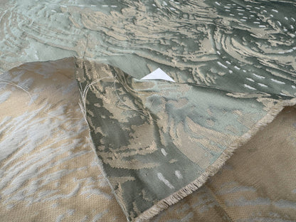 1.4 yards Scalamandre Lelievre Nami Opaline Large Jacquard Abstract Linen Silk Metallic Gray Brown