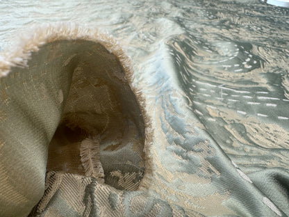 1.4 yards Scalamandre Lelievre Nami Opaline Large Jacquard Abstract Linen Silk Metallic Gray Brown