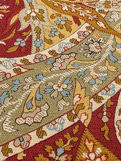 3.4y Scalamandre Satya Red Green Tropical Botanical Tree Foliage Stripe