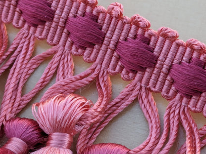 Scalamandre Moulin Persimmons 100% Silk Tassel Trim Hand Made Red Pink Rose MSRP USD280/y