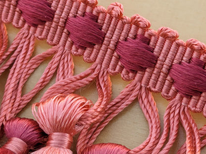 Scalamandre Moulin Persimmons 100% Silk Tassel Trim Hand Made Red Pink Rose MSRP USD280/y