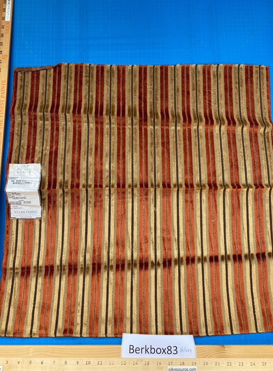 3 Berkbox83 Square Velvet by Old World Weavers Verrier Stripe Harvest Red Gold MSRP USD 300+/y