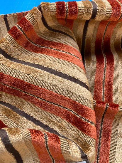 3 Berkbox83 Square Velvet by Old World Weavers Verrier Stripe Harvest Red Gold MSRP USD 300+/y
