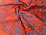 1.4 yards Scalamandre Lelievre Nami Laque Large Jacquard Abstract Linen Silk Red Orange Blue