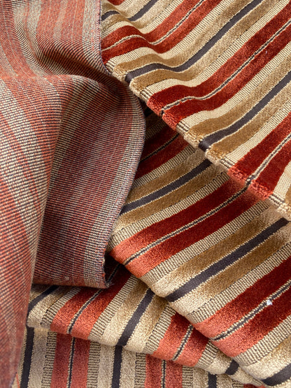 3 Berkbox83 Square Velvet by Old World Weavers Verrier Stripe Harvest Red Gold MSRP USD 300+/y