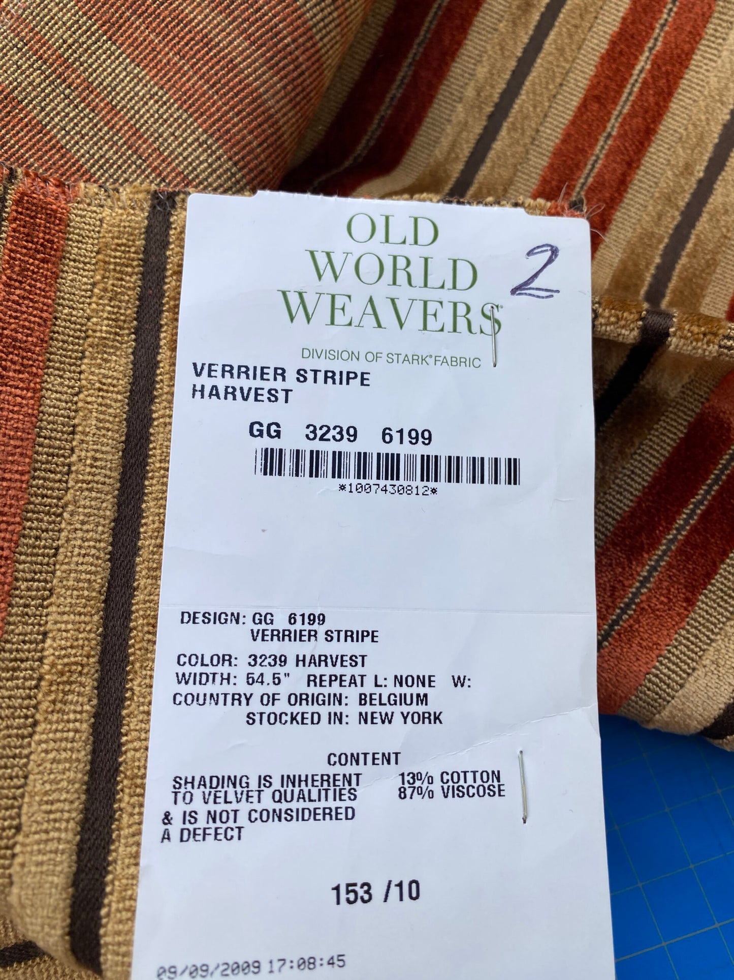 3 Berkbox83 Square Velvet by Old World Weavers Verrier Stripe Harvest Red Gold MSRP USD 300+/y