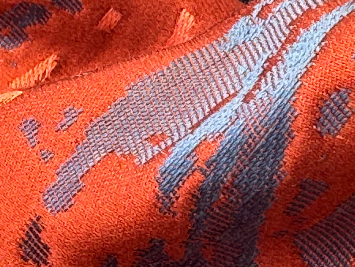 1.4 yards Scalamandre Lelievre Nami Laque Large Jacquard Abstract Linen Silk Red Orange Blue